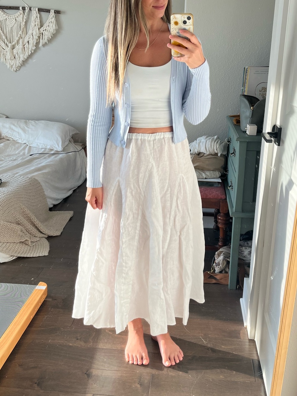 CP Shades Fanny 100% Linen White Midi Skirt - Picture 3 of 13